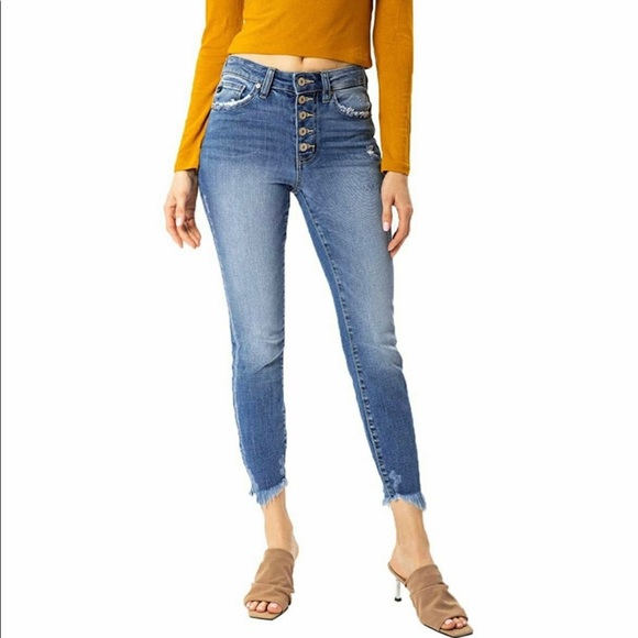 KANCAN HIGH RISE BUTTON FLY SKINNY JEANS
CROPPED - Picture 13 of 13